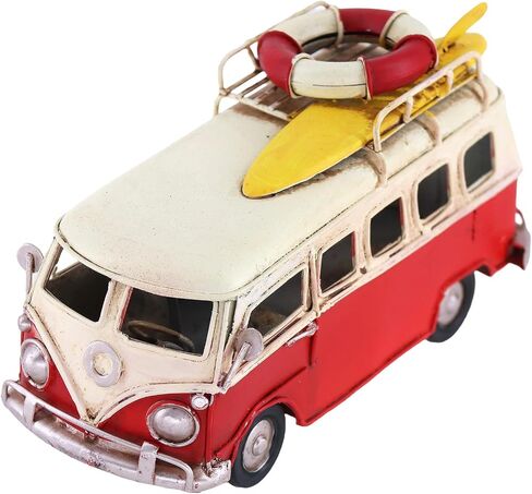 Vintage-Style Miniature Hippie Camper Van Model Tropical Theme Flower Decals 6.5inches Beach Bus Home Decor Gift for Boys Kids Hippie Van Ornament (Light Blue) in Kuwait