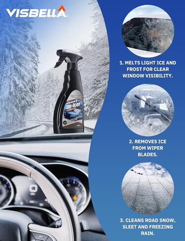 رذاذ مزيل الجليد للزجاج الأمامي والمساحات حماية قصوى في الشتاء يذيب الجليد والصقيع بسرعة ويمنع إعادة التجميد (-113 درجة فهرنهايت، 16.9 أونصة سائلة.) in Kuwait