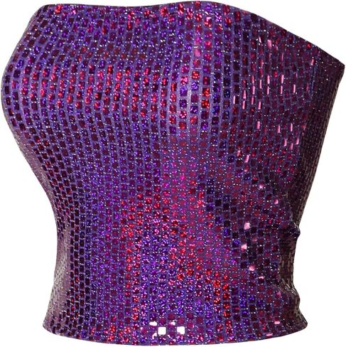 MixMatchy Women's Sexy Sparkling Metallic Sequin Tube Top Bandeau Crop Top in Saudi Arabia