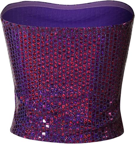 MixMatchy Women's Sexy Sparkling Metallic Sequin Tube Top Bandeau Crop Top in Saudi Arabia