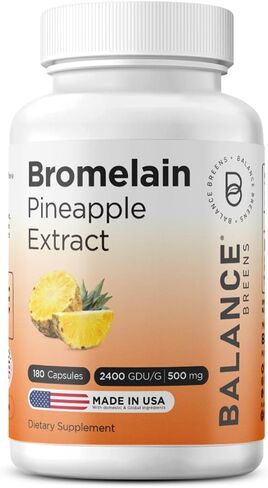 Bromelain 500mg, 180 Capsules - Pineapple Extract Digestive Enzyme - Supports Digestion and Joint Support Supplement - by Balance Breens in Saudi Arabia