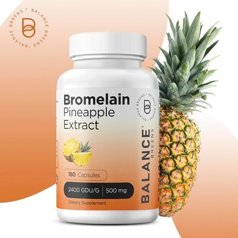Bromelain 500mg, 180 Capsules - Pineapple Extract Digestive Enzyme - Supports Digestion and Joint Support Supplement - by Balance Breens in Saudi Arabia