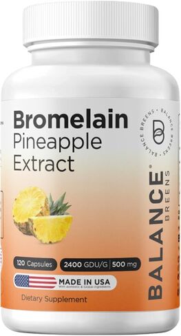 Bromelain 500mg, 180 Capsules - Pineapple Extract Digestive Enzyme - Supports Digestion and Joint Support Supplement - by Balance Breens in Kuwait