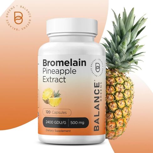 Bromelain 500mg, 180 Capsules - Pineapple Extract Digestive Enzyme - Supports Digestion and Joint Support Supplement - by Balance Breens in Kuwait