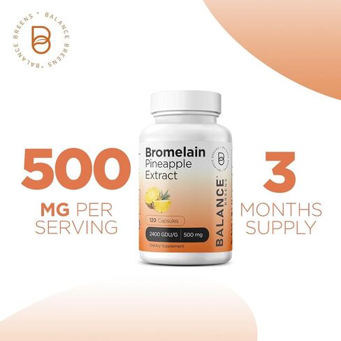Bromelain 500mg, 180 Capsules - Pineapple Extract Digestive Enzyme - Supports Digestion and Joint Support Supplement - by Balance Breens in Kuwait