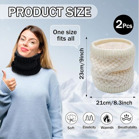 Winter Neck Warmer Fleece Lined Knitted Neck Warmer Soft Mask Face Warmer Neck for Women Men Teens Windproof Gift in Saudi Arabia