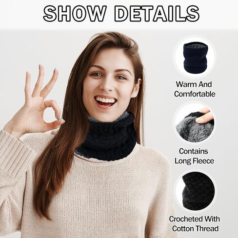 Winter Neck Warmer Fleece Lined Knitted Neck Warmer Soft Mask Face Warmer Neck for Women Men Teens Windproof Gift in Saudi Arabia