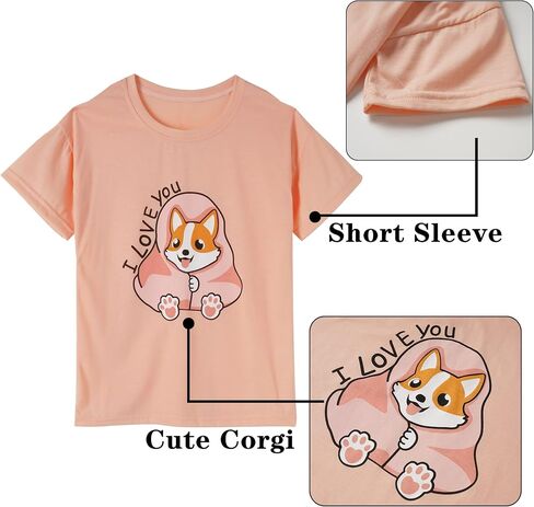 Vopmocld Big Girls' Short Sleeve & Shorts & Pants Pajama Sets 3PCS Cartoon Patterns Cute Lounge Sets for Teens 8-18 Years in Saudi Arabia
