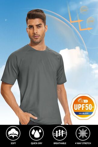 TACVASEN Men's Rashguard Shirts Short Sleeve UPF 50+ Sun Protection SPF T-Shirt Quick Dry Fishing Swim Athletic Tops in Saudi Arabia