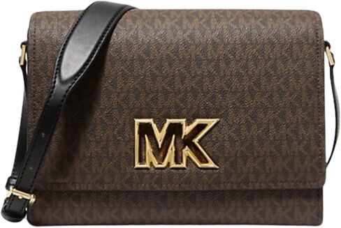 Michael Kors Mimi Medium Leather Messenger Bag (Brown/Black) in Saudi Arabia