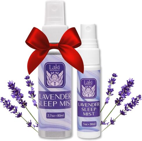 Laki Naturals Lavender Sleep Mist – Travel Size & Full Size Set (2.7oz + 1oz) – Lavender Essential Oil Spray for Bedding & Room | Natural Sleep Aid for Deep Sleep & Relaxation | Aromatherapy Mist in Saudi Arabia