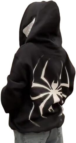 Y2k Hoodie Men Spider Full Zip Hoodie Spiderman Jacket Hip Hop Aesthetic Graphic Hoodies Gothic Emo Grunge Hoodie in Saudi Arabia