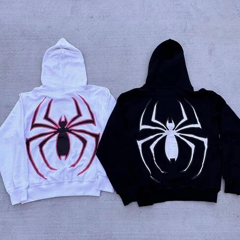 Y2k Hoodie Men Spider Full Zip Hoodie Spiderman Jacket Hip Hop Aesthetic Graphic Hoodies Gothic Emo Grunge Hoodie in Saudi Arabia