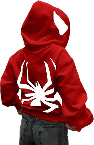 Y2k Hoodie Men Spider Full Zip Hoodie Spiderman Jacket Hip Hop Aesthetic Graphic Hoodies Gothic Emo Grunge Hoodie in Saudi Arabia