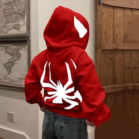 Y2k Hoodie Men Spider Full Zip Hoodie Spiderman Jacket Hip Hop Aesthetic Graphic Hoodies Gothic Emo Grunge Hoodie in Saudi Arabia