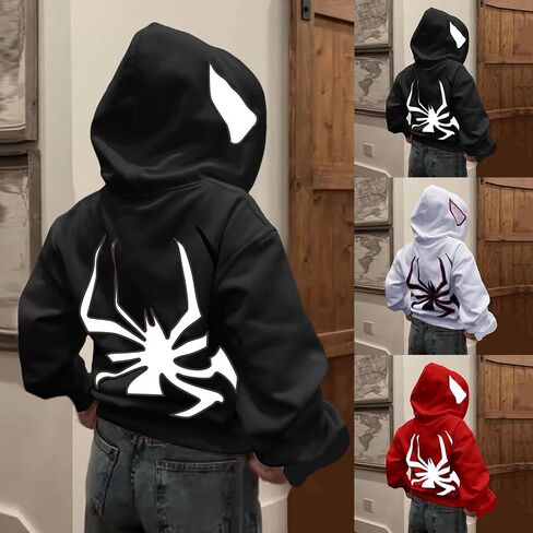 Y2k Hoodie Men Spider Full Zip Hoodie Spiderman Jacket Hip Hop Aesthetic Graphic Hoodies Gothic Emo Grunge Hoodie in Saudi Arabia