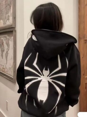 Y2k Hoodie Men Spider Full Zip Hoodie Spiderman Jacket Hip Hop Aesthetic Graphic Hoodies Gothic Emo Grunge Hoodie in Saudi Arabia