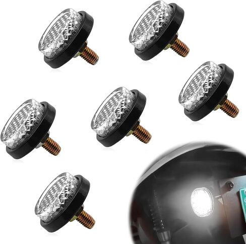 6PS Reflective with Bolts and Nuts,Motorcycle Mini Decorative,M5 Screw Motorcycle License Plate,Round Reflector for Motorcycle,Universal Motorcycle,Bicycle,Tractor Accessories (white) in Kuwait