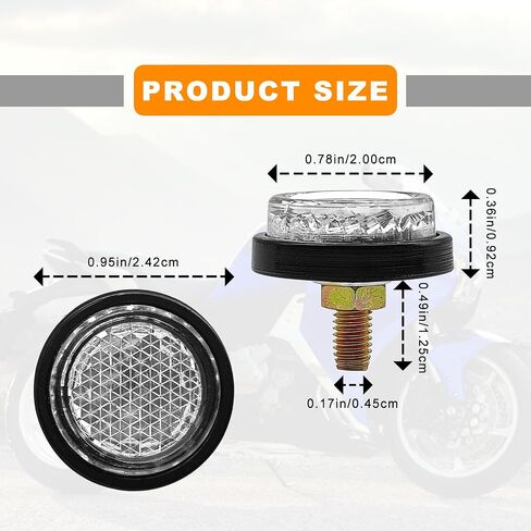 6PS Reflective with Bolts and Nuts,Motorcycle Mini Decorative,M5 Screw Motorcycle License Plate,Round Reflector for Motorcycle,Universal Motorcycle,Bicycle,Tractor Accessories (white) in Kuwait