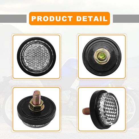 6PS Reflective with Bolts and Nuts,Motorcycle Mini Decorative,M5 Screw Motorcycle License Plate,Round Reflector for Motorcycle,Universal Motorcycle,Bicycle,Tractor Accessories (white) in Kuwait