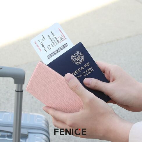 حافظة محفظة بحامل غطاء جواز السفر الكلاسيكي من FENICE للسفر، حجب RFID أساسي من الجلد النباتي المقاوم للماء (أبيض) in Kuwait