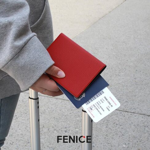 حافظة محفظة بحامل غطاء جواز السفر الكلاسيكي من FENICE للسفر، حجب RFID أساسي من الجلد النباتي المقاوم للماء (أبيض) in Kuwait