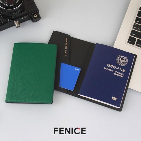 حافظة محفظة بحامل غطاء جواز السفر الكلاسيكي من FENICE للسفر، حجب RFID أساسي من الجلد النباتي المقاوم للماء (أبيض) in Kuwait
