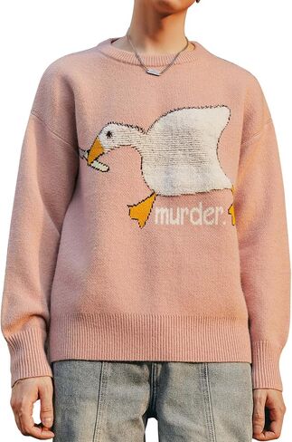 Men's Graphic Oversized Sweater Unisex Knit Aesthetic Sweaters Streetwear Casual Tunic Pullover Jumper in Kuwait