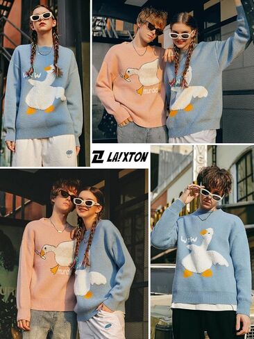 Men's Graphic Oversized Sweater Unisex Knit Aesthetic Sweaters Streetwear Casual Tunic Pullover Jumper in Kuwait