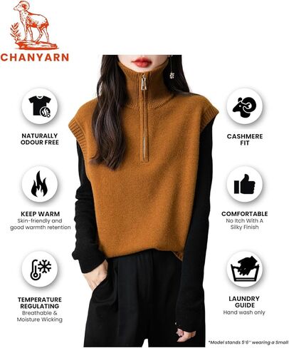 المرأة 100% ميرينو سترة صوف سترة 2024 خريف شتاء 1/4 البريدي أكمام متماسكة سترة تانك القمم in Kuwait