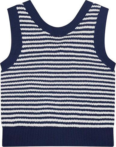 Tanou Sweater Vest for Women Casual Sleeveless Crew Neck Tie Crochet Color Block Vest Summer Knitted Tank Tops in Saudi Arabia