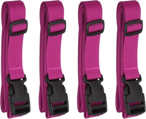 HARFINGTON 4pcs Luggage Straps 1" x 118" Utility Multi-Purpose Luggage Connector Strap Nylon Adjustable Suitcase Belt with Buckle for Travel Outdoor Bag Luggage Packing Accessories, Black in Kuwait