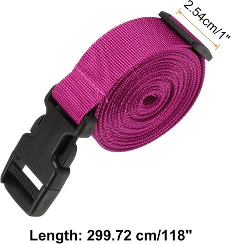 HARFINGTON 4pcs Luggage Straps 1" x 118" Utility Multi-Purpose Luggage Connector Strap Nylon Adjustable Suitcase Belt with Buckle for Travel Outdoor Bag Luggage Packing Accessories, Black in Kuwait