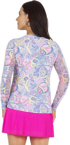 IBKUL Athleisure Wear واقي من الشمس UPF 50+ Icefil Cooling Tech Mariel Print كم طويل رقبة دائرية - 12483 أزرق متعدد Mariel XXL in Kuwait