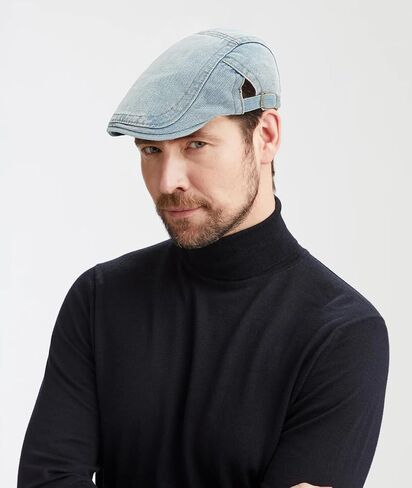 XYIYI Men Denim Newsboy Cap Women Cotton Flat Ivy Gatsby Cabbie Driving Berets Hat in Kuwait