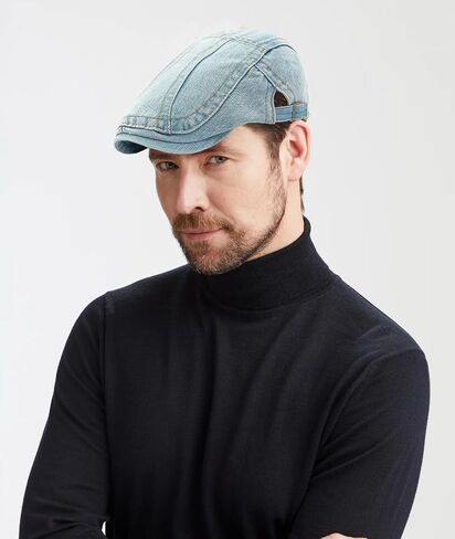 XYIYI Men Denim Newsboy Cap Women Cotton Flat Ivy Gatsby Cabbie Driving Berets Hat in Kuwait