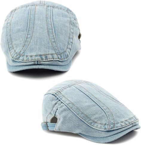 XYIYI Men Denim Newsboy Cap Women Cotton Flat Ivy Gatsby Cabbie Driving Berets Hat in Kuwait