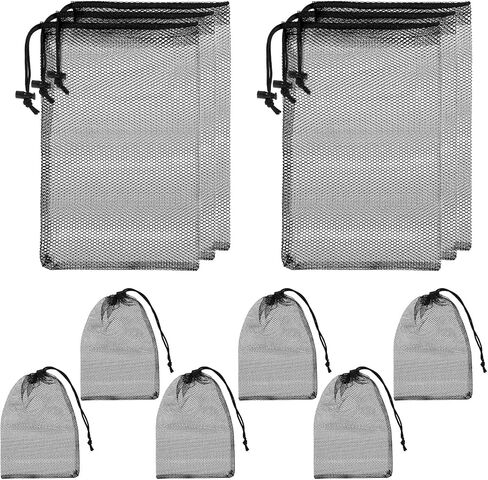 12 Pcs Mesh Drawstring Bag, 8 X 6" Black Mesh Bags with Cord Lock Closure, Small Mesh Bags, Travel Stuff Bags for Kitchen Jewelry Weddings Home in Saudi Arabia
