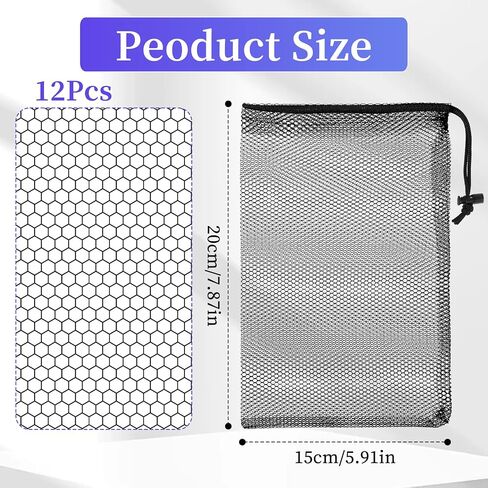 12 Pcs Mesh Drawstring Bag, 8 X 6" Black Mesh Bags with Cord Lock Closure, Small Mesh Bags, Travel Stuff Bags for Kitchen Jewelry Weddings Home in Saudi Arabia