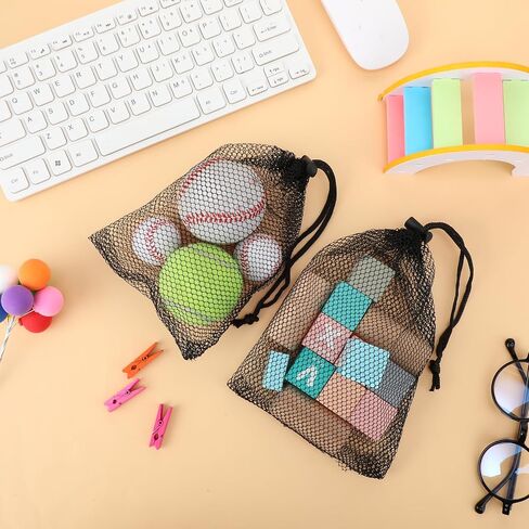12 Pcs Mesh Drawstring Bag, 8 X 6" Black Mesh Bags with Cord Lock Closure, Small Mesh Bags, Travel Stuff Bags for Kitchen Jewelry Weddings Home in Saudi Arabia