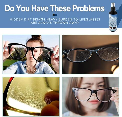 ANRUI 2PCs Lens Scratch Remover for Eye glasses, Lens scratch removal spray,Eyeglass Scratch Remover,Glasses Windshield Repair Fluid,Glasses Glass Scratch Repair Liquid with 2 pieces of cloth in Kuwait