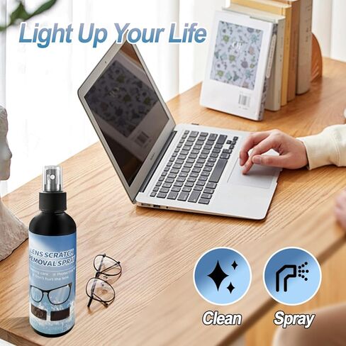 ANRUI 2PCs Lens Scratch Remover for Eye glasses, Lens scratch removal spray,Eyeglass Scratch Remover,Glasses Windshield Repair Fluid,Glasses Glass Scratch Repair Liquid with 2 pieces of cloth in Kuwait