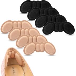 Heel Pads for Shoes That are Too Big, 4 Pairs Foamed Cotton Heel Cushions for Pain Relief & Tighter Fit, Filler Improved Shoe Fit and Comfort (Rosybrown+Black)