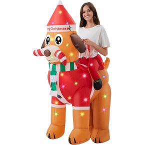 Christmas Inflatable Costume with LED Light Unisex Adult Inflatable Costumes for Christmas Party Halloween Cosplay
