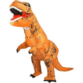 Inflatable Dinosaur Costume Adult,T-Rex Dinosaur Costume for Adults, Blow up T-Rex Funny Fancy for Halloween Dress & Party Cosplay (Brown)