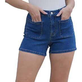 MONTVOO Womens Denim Shorts - Jean Shorts for Women Mini Shorts with Pockets Slim Fit Stretchy Women Shorts for Summer