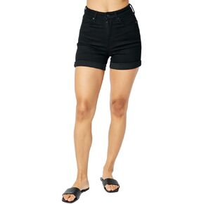 Judy Blue Black High Waist Tummy Control Cuffed Shorts