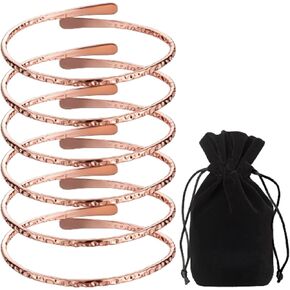 6 Pcs Copper Bracelets Copper Cuff Bracelets Adjustable Size Health Jewelry Gift for Men Women(Wire Overlap Style)