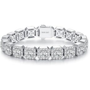 Moissanite Tennis Bracelet for Men | 925 Sterling Silver Wedding Diamond Tennis Bracelets | Gold Plated Classic Lab Created Diamond Bracelets Chain for Father's Day