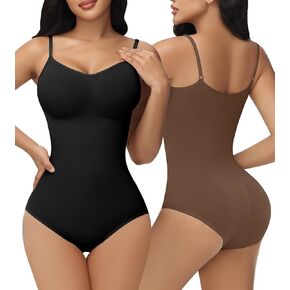 SHAPSHE 2 Piece Bodysuits for Women V Neck Compression Shapewear Snatch Butt Lifting Full Body Shaper Tummy Control